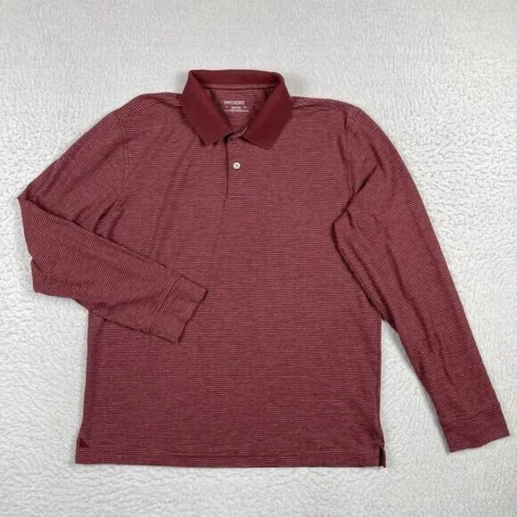 UNTUCKit Cero Long Sleeve Polo Shirt Red Stripe Men’s Medium - Picture 1 of 10